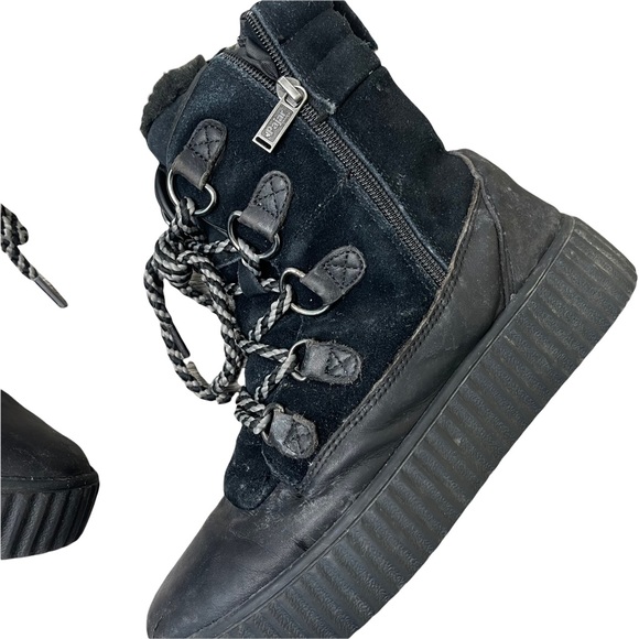 PAJAR Women's Black Leather Suede Lace Up Faux Wool Snow Winter Boots -30c 10 - Picture 3 of 14